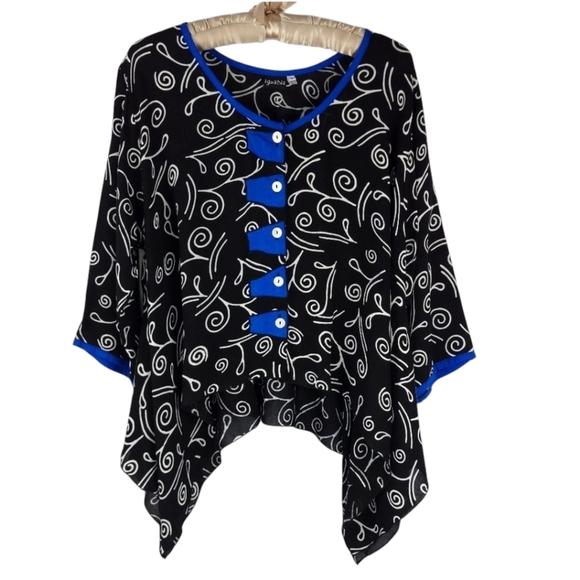 IguaNa Wearable Art Swirl Print Shark Bite Top | Lagenlook Whimsycore L - Picture 4 of 11